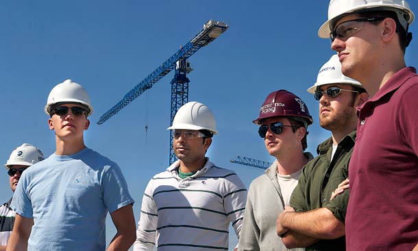 Construction students tour Texas A&M Health Science Center construction site.
