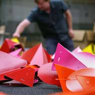 Students collaborate with visiting artist on colorful new installation