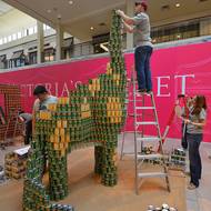 Students help firm build sculpture for SA 'Canstruction' competition 