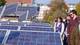 Students toured a green roof with solar energy panels in Bonn.